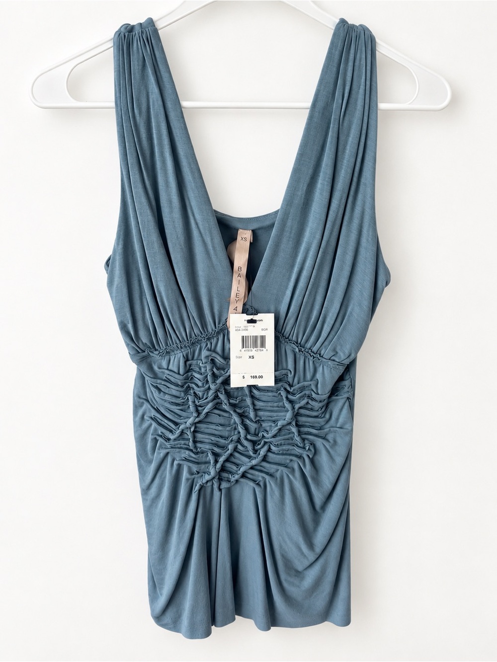 Bailey 44 Slate Blue Ruched V-Neck Tank